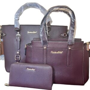 Montana West  3 Pc Bag Set in Maroon